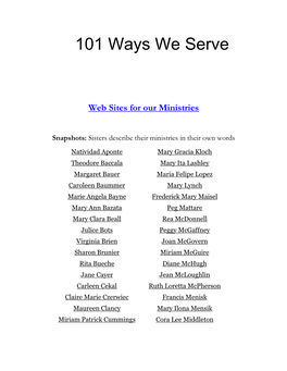 101 Ways We Serve