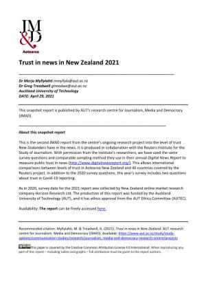 Trust in News in New Zealand 2021