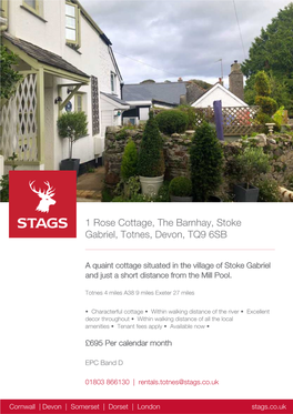 1 Rose Cottage, the Barnhay, Stoke Gabriel, Totnes, Devon, TQ9 6SB