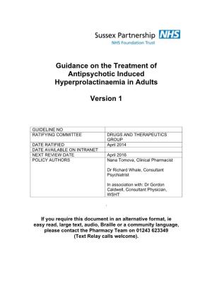 Guidance on the Treatment of Antipsychotic Induced Hyperprolactinaemia in Adults