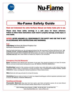 Nu-Flame Fireplace and Nu-Flame Fuel Safety Manual