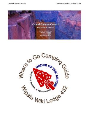 Grand Canyon Council Oa Where to Go Camping Guide