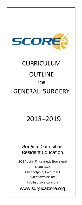 Curriculum Outline General Surgery