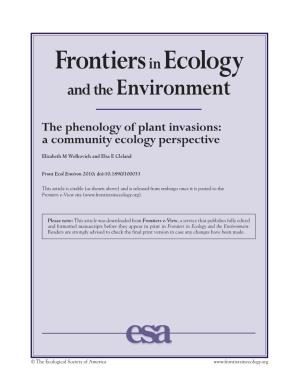 The Phenology of Plant Invasions: a Community Ecology Perspective