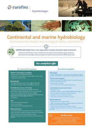 Continental and Marine Hydrobiology Environmental Impact and Ecological Status Assessment