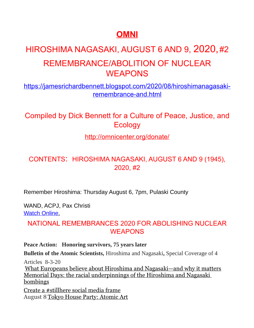 Omni Hiroshima Nagasaki, August 6 and 9, 2020,#2