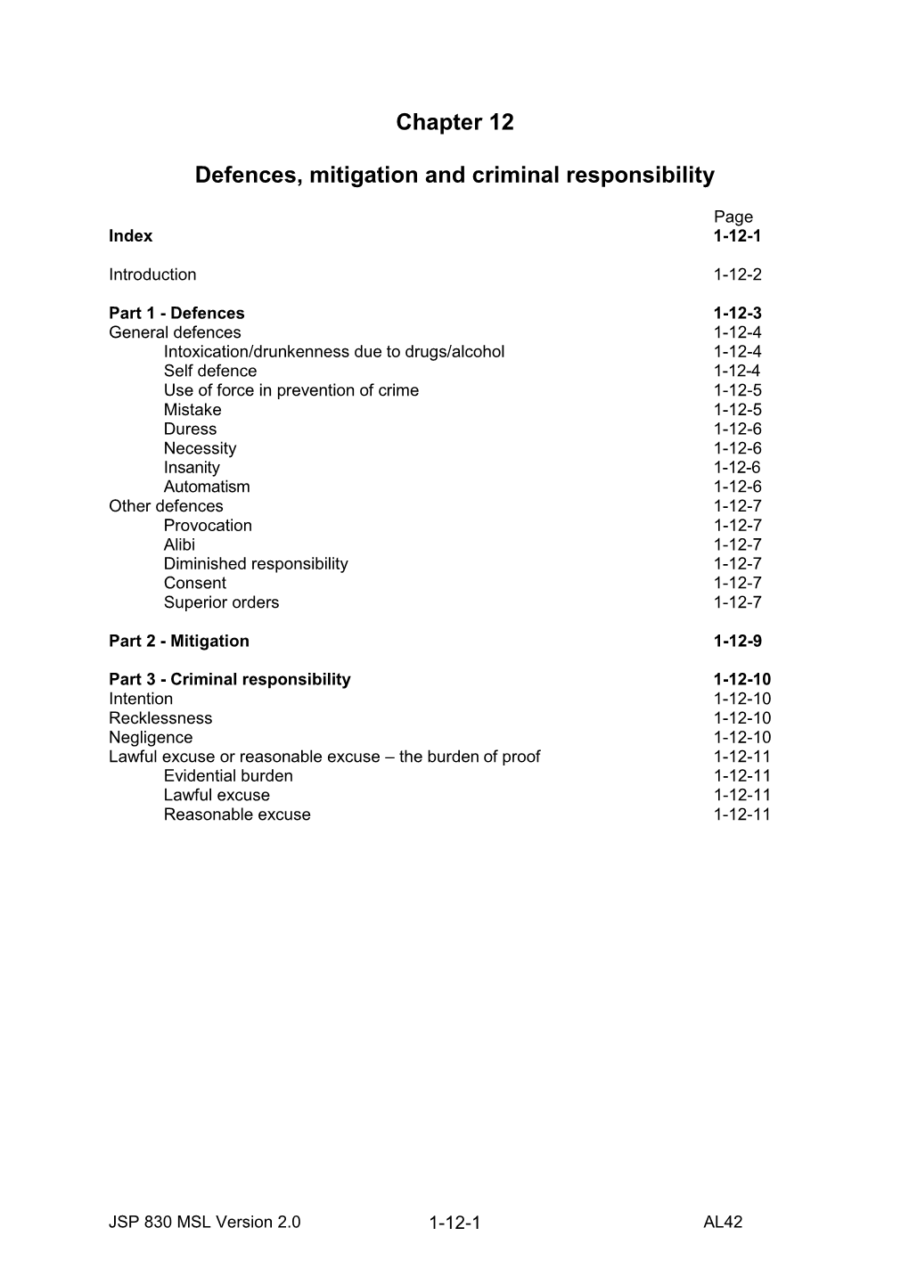 Defences, Mitigation and Criminal Responsibility