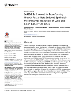 Mesenchymal Transition of Lung and Colon Cancer Cell Lines