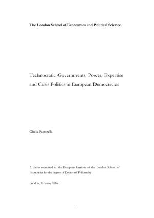 Technocratic Governments: Power, Expertise and Crisis Politics in European Democracies