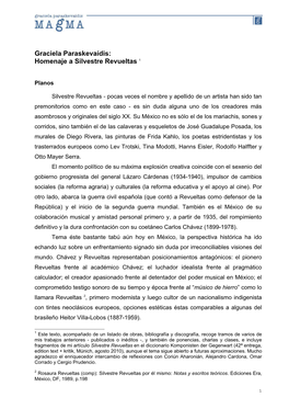 Graciela Paraskevaídis: Homenaje a Silvestre Revueltas 1 -.::GP-Magma