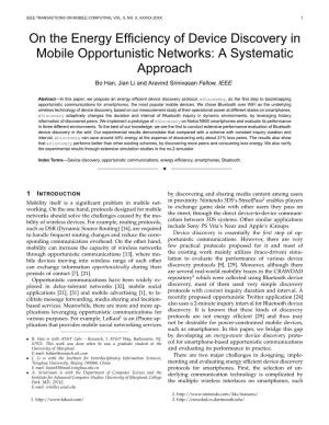 On the Energy Efficiency of Device Discovery in Mobile Opportunistic Networks: a Systematic Approach 3