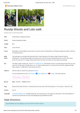 Ruislip Woods and Lido Walk - SWC