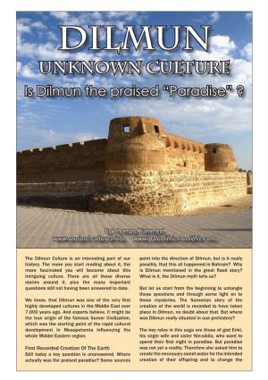 Dilmun Unknown Culture Is Dilmun the Praised “Paradise” ?