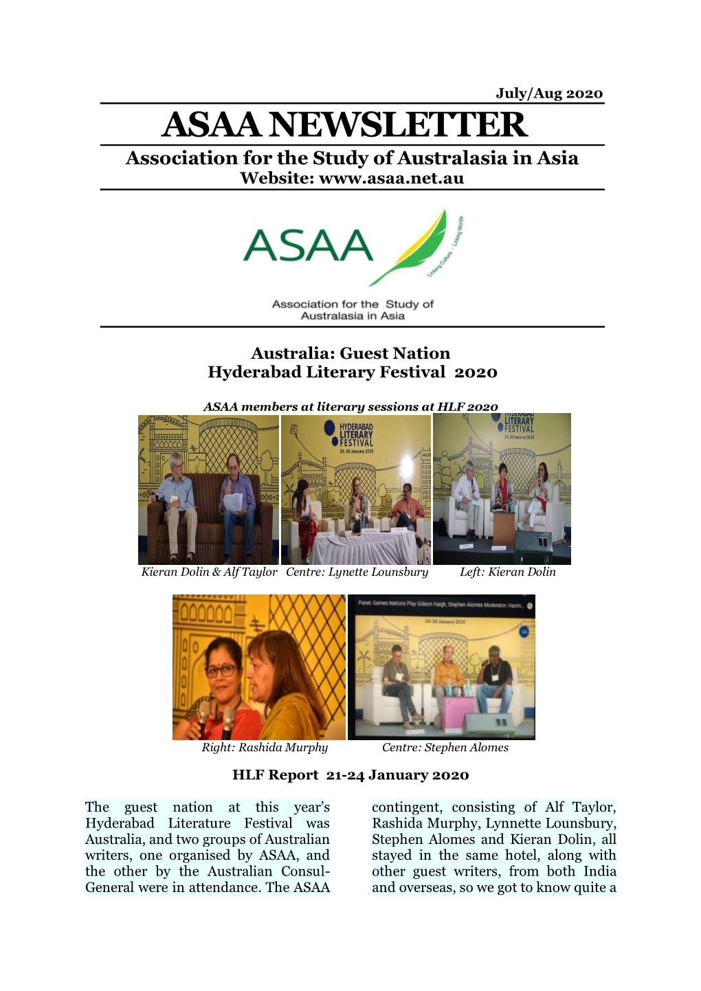 ASAA NEWSLETTER Association for the Study of Australasia in Asia Website