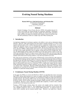 Evolving Neural Turing Machines