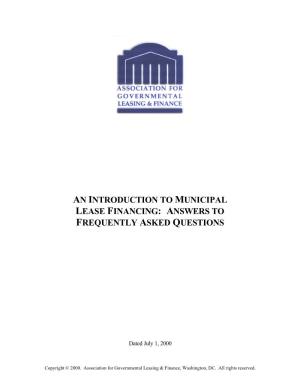 An Introduction to Municipal Lease Financing: Answers to Frequently Asked Questions