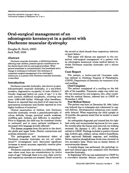 Oral-Surgical Management of an Odontogenic Keratocyst in a Patient with Duchenne Muscular Dystrophy