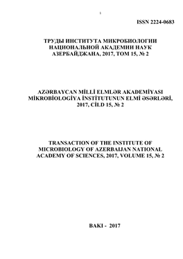 Issn 2224-0683 Труды Института Микробиологии