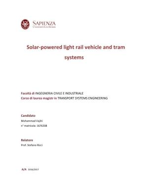 Solar-Powered Light Rail Vehicle and Tram Systems