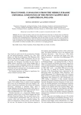 Trace Fossil Curvolithus from the Middle Jurassic Crinoidal Limestones of the Pieniny Klippen Belt (Carpathians, Poland)