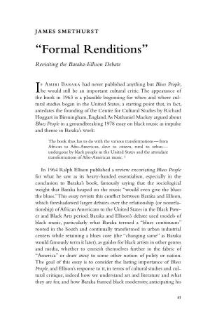 “Formal Renditions”: Revisiting the Baraka-Ellison Debate, an Essay By