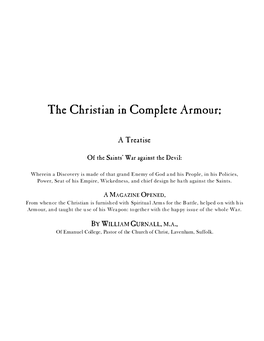 The Christian in Complete Armour;