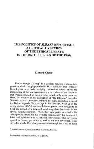 The Politics of Sleaze Reporting : a Critical Overview of the Ethical Debate in the British Press of the 19905