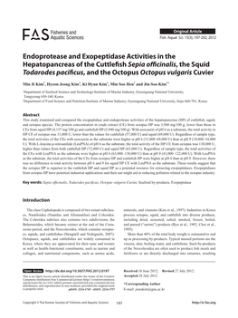 Endoprotease and Exopeptidase Activities in the Hepatopancreas Of