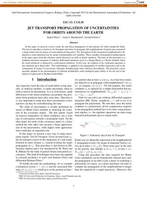 JET TRANSPORT PROPAGATION of UNCERTAINTIES for ORBITS AROUND the EARTH 1 Introduction