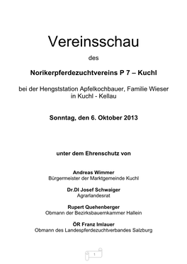 Katalog Vereinsschau Kuchl 2013