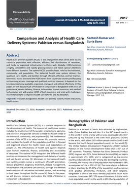 Comparison and Analysis of Health Care Delivery Systems: Pakistan Versus Bangladesh