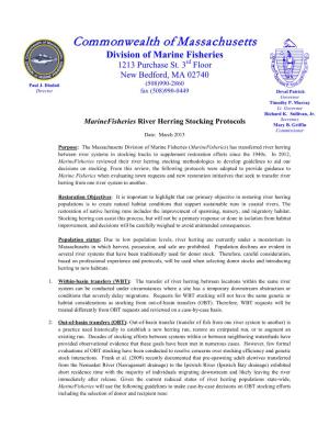 Commonwealth of Massachusetts Division of Marine Fisheries 1213 Purchase St