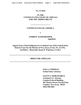 No. 13-1816 in the UNITED STATES COURT of APPEALS for THE