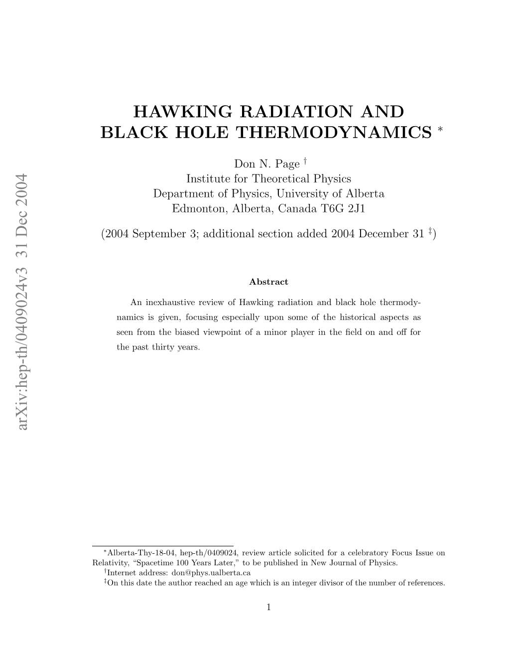 Hawking Radiation and Black Hole Thermodynamics