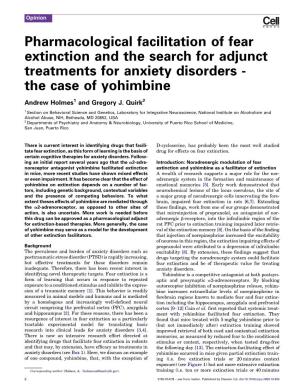 Pharmacological Facilitation of Fear Extinction and the Search for Adjunct Treatments for Anxiety Disorders - the Case of Yohimbine