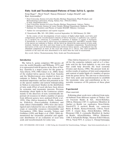 Fatty Acid and Tocochromanol Patterns of Some Salvia L. Species