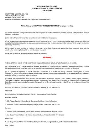 ANSWERED ON:15.03.2005 PROMOTION of SANSKRIT Athawale Shri Ramdas;Khandelwal Shri Vijay Kumar;Satheedevi Smt
