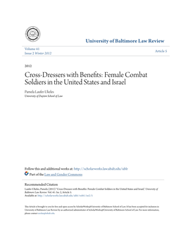 Female Combat Soldiers in the United States and Israel Pamela Laufer-Ukeles University of Dayton School of Law