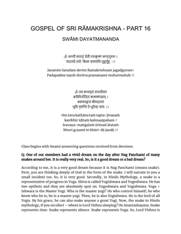 Gospel of Sri Rāmakrishna - Part 16