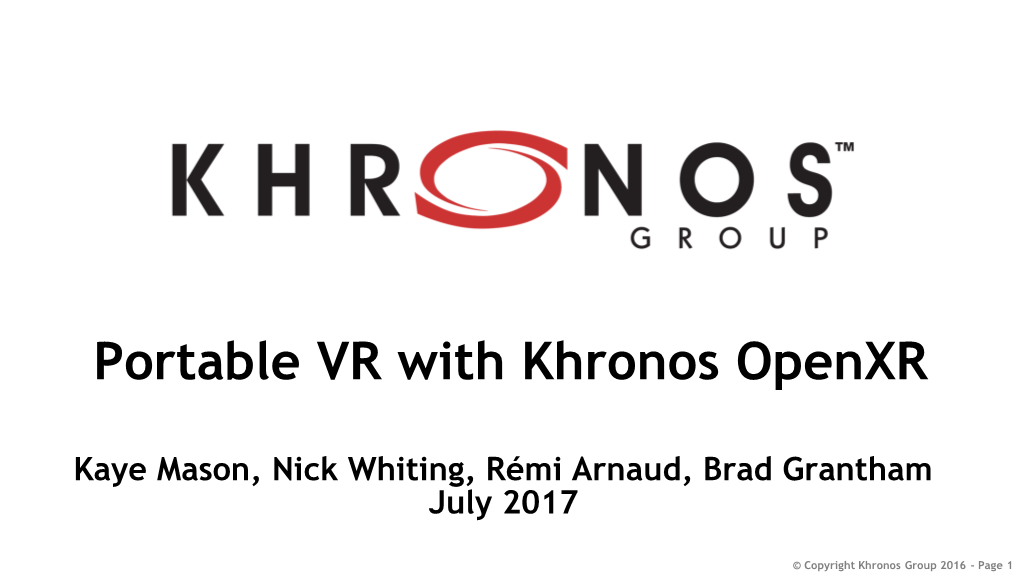 Portable VR with Khronos Openxr