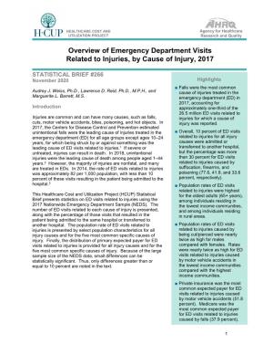 Overview of Emergency Department Visits Related to Injuries, by Cause of Injury, 2017