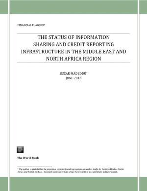 The Status of Information Sharing and Credit Reporting Infrastructure in the Middle East and North Africa Region