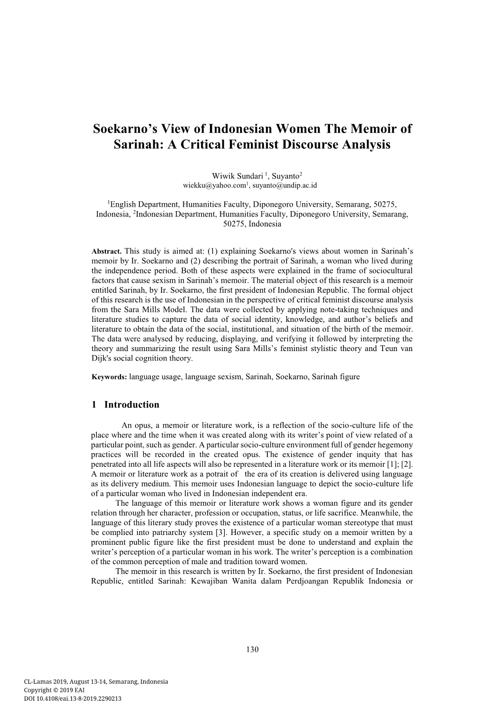Soekarno's View of Indonesian Women the Memoir Of
