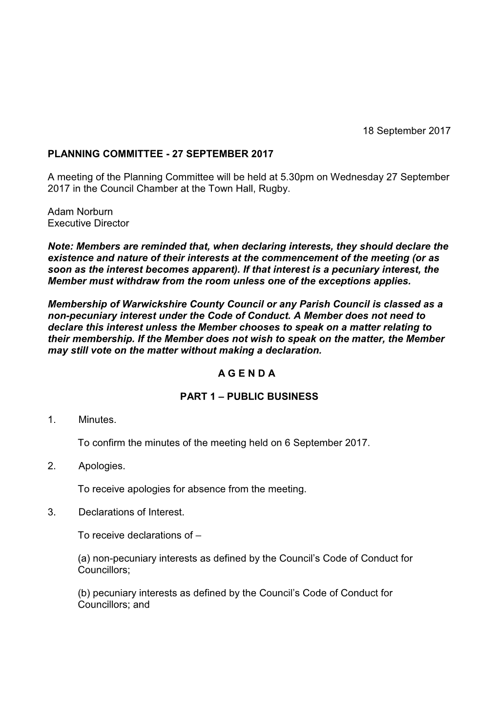 Planning Committee 27 September 2017 Agenda Binder