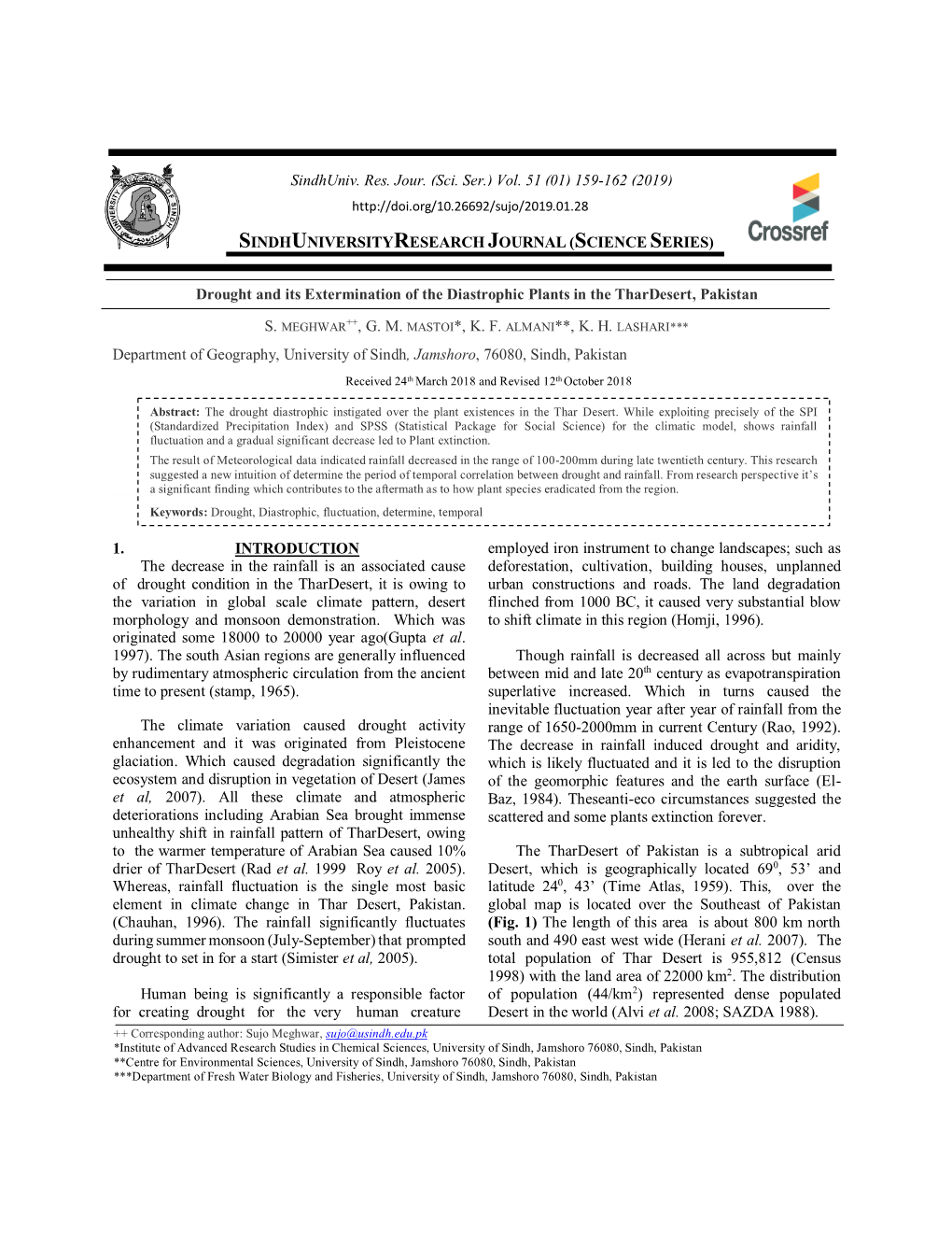 Drought and Its Extermination of the Diastrophic Plants in the Thardesert, Pakistan