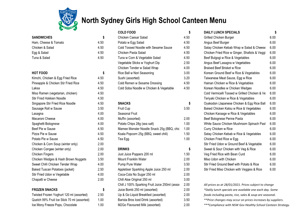 Canteen Menu.Pdf