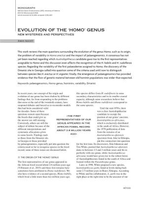 Evolution of the 'Homo' Genus