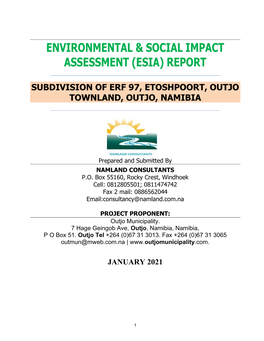 Environmental & Social Impact Assessment (Esia) Report