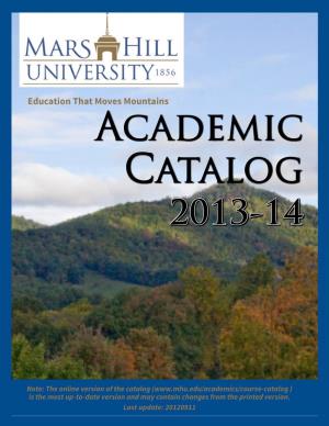 Education That Moves Mountains Academic Catalog 2013-14