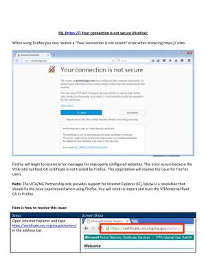 SSL ( Your Connection Is Not Secure (Firefox): When Using Firefox You May Receive a “Your Connection